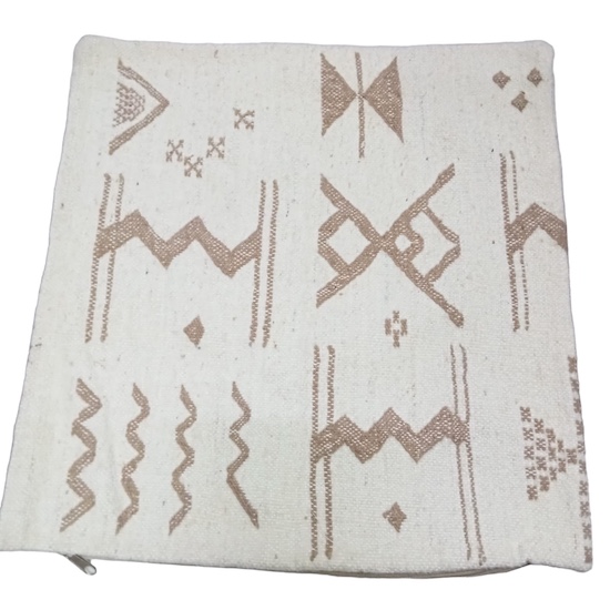 COUSSIN CARRÉ MOTIF BERBERE BEIGE