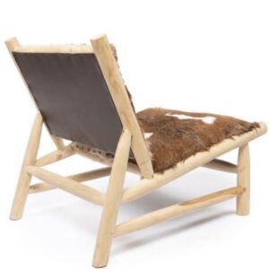 FAUTEUIL BOIS NATUREL ET PEAU